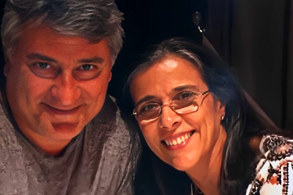 Cléber Machado e esposa