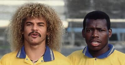 Valderrama e Asprilla, na seleção da Colômbia (Reprodução / Web)